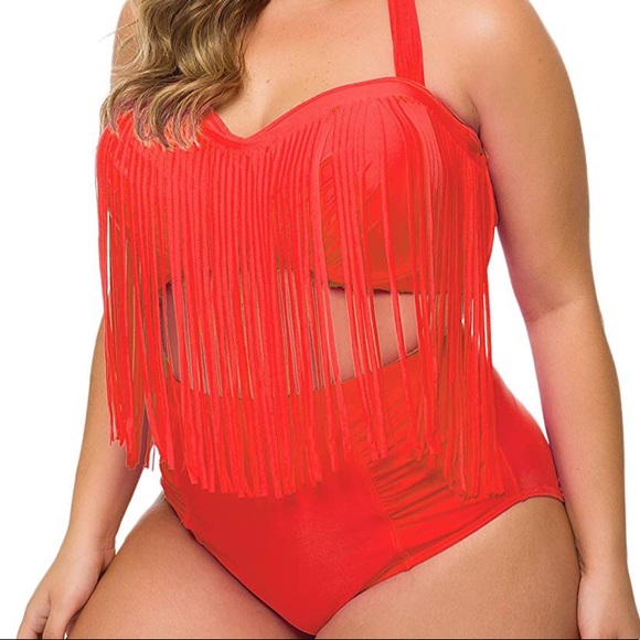 Retro High Waist Braided Fringe Top Bikini - Picture 3 of 7